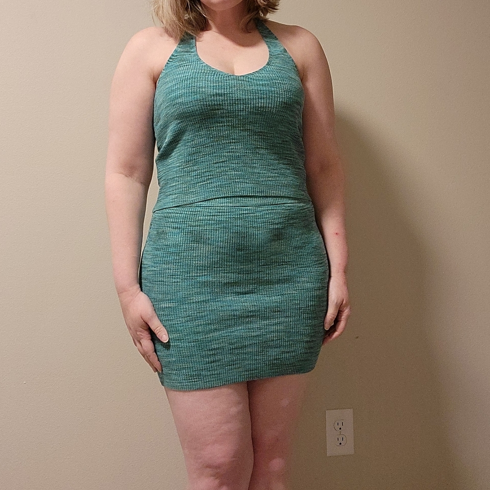 Blue halter skirt set